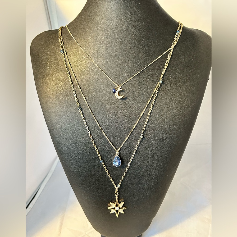 Ann Taylor Factory multi strand necklace. Layered look. Moon and Star